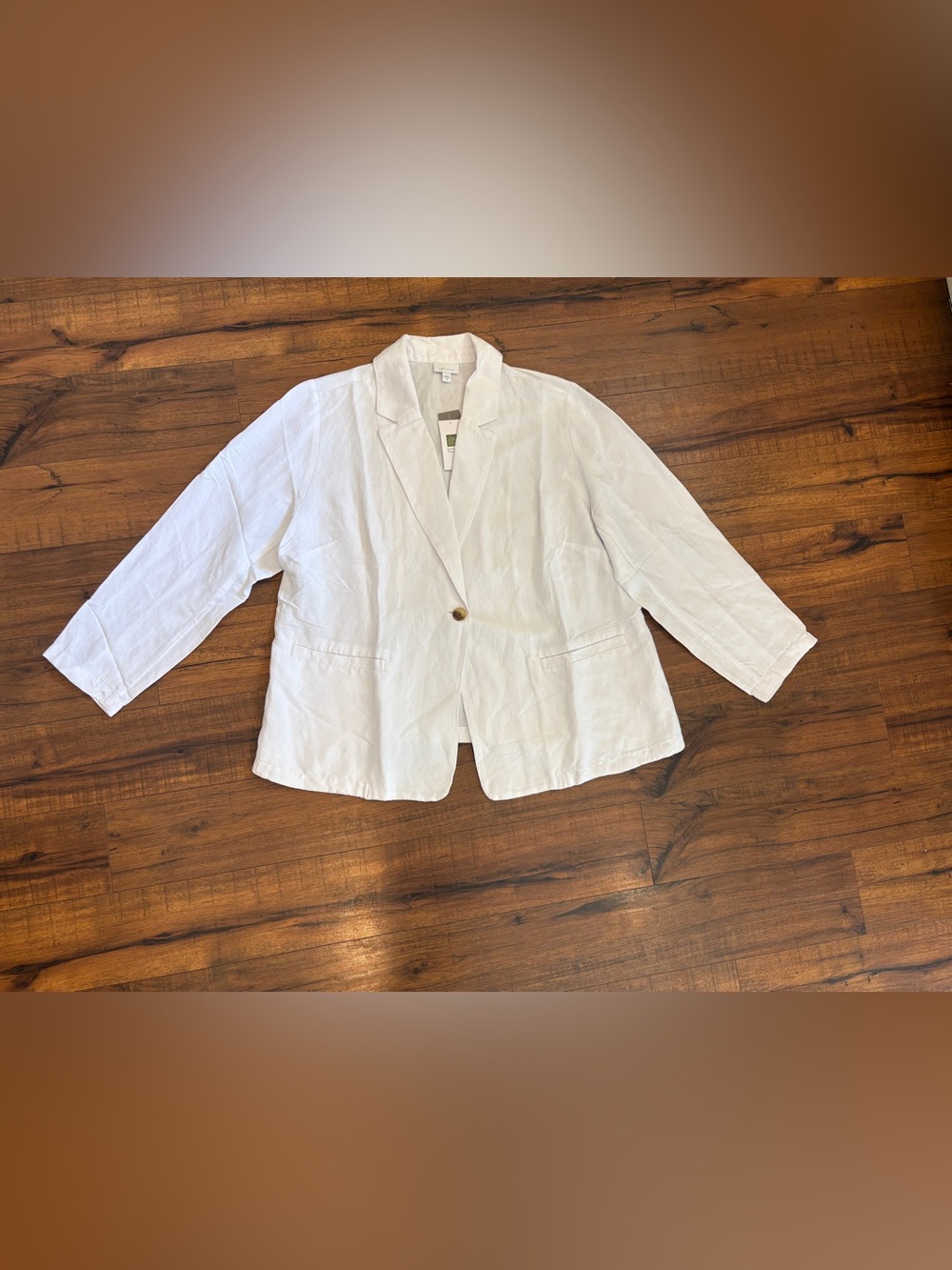 J Jill Linen Blend Button Front Blazer White XL NWT MSRP $149